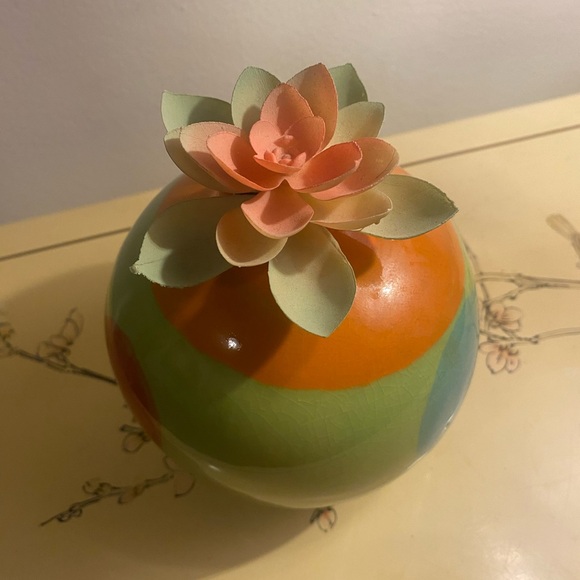 Crate & Barrel Round Roly Poly Ceramic Zoey Vase Multi-Color - Picture 8 of 11